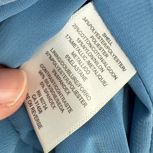 BCBGMaxazria Blue Mini Dress Form Fitting With Ruffles Women's Size 8 - Picture 5 of 6